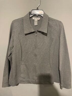 CD petite women’s large gray zip up  suit jacket